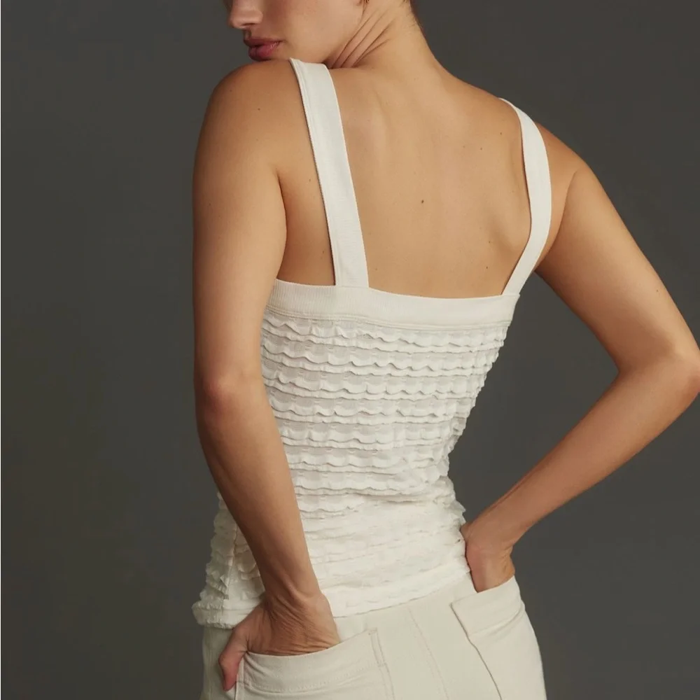 By Anthropologie Scoop Neck Ruffled Tank - Picture 2 of 8